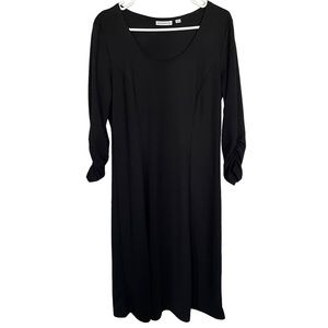 Susan Graver Black Ruched Sleeve Ponte Dress